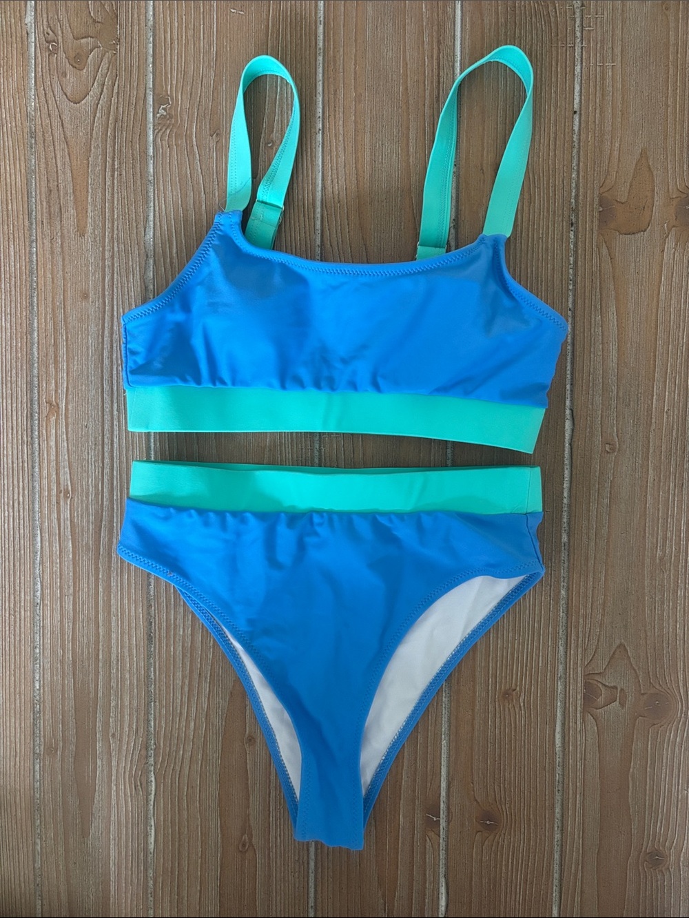 Blue & Mint Two-Tone Bikini Set - Women's Swim Bikini